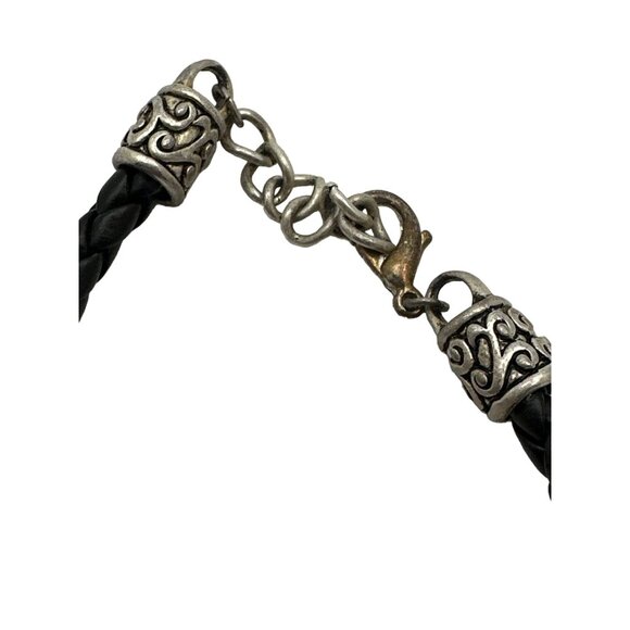 Romantic Goth Ornate Cross Bracelet Braided Leather Cord Edgy Religious Charm - Picture 5 of 8